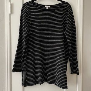 J Jill Black and White Stripped Sweater